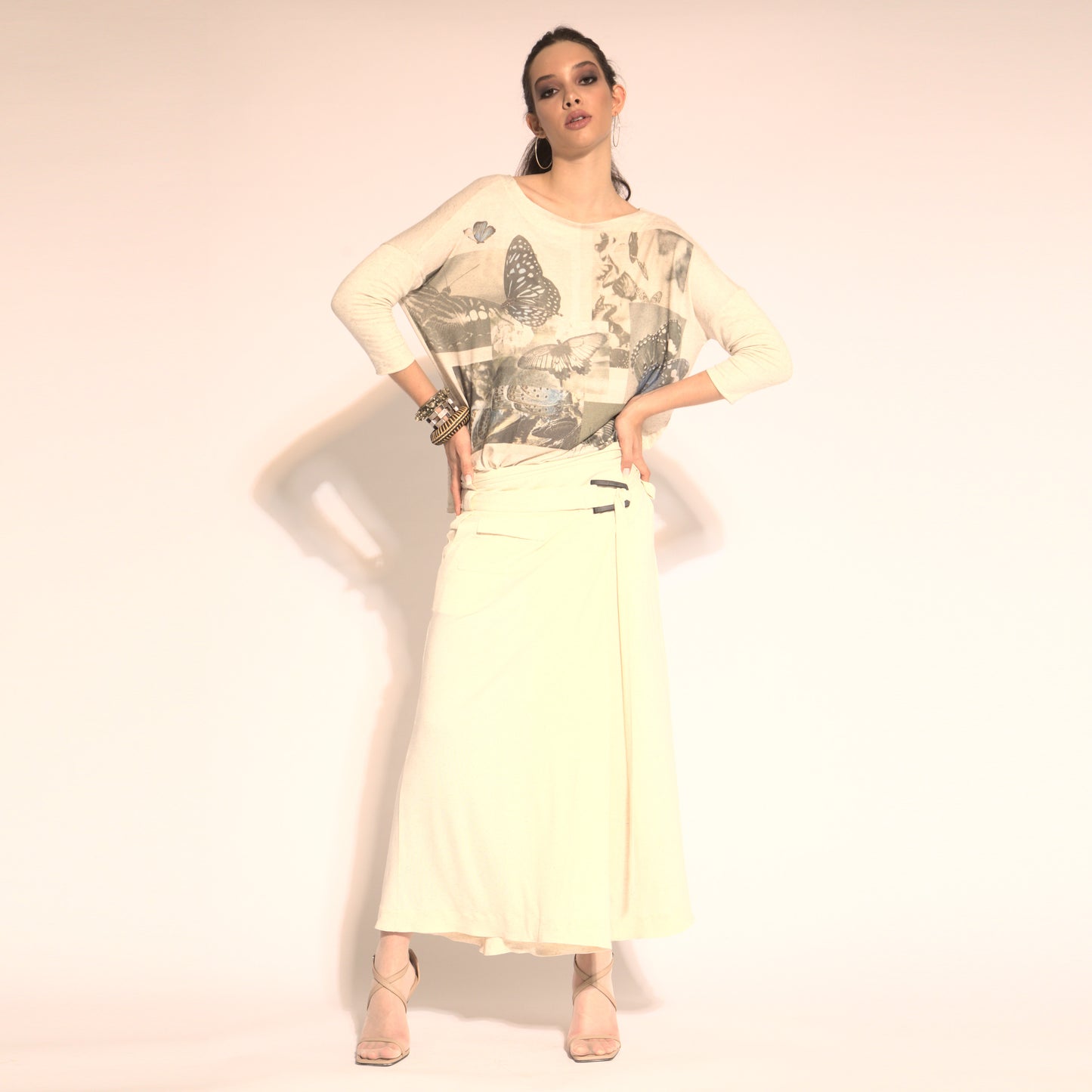 Aurora - Skirt-pants with with belt and buckle