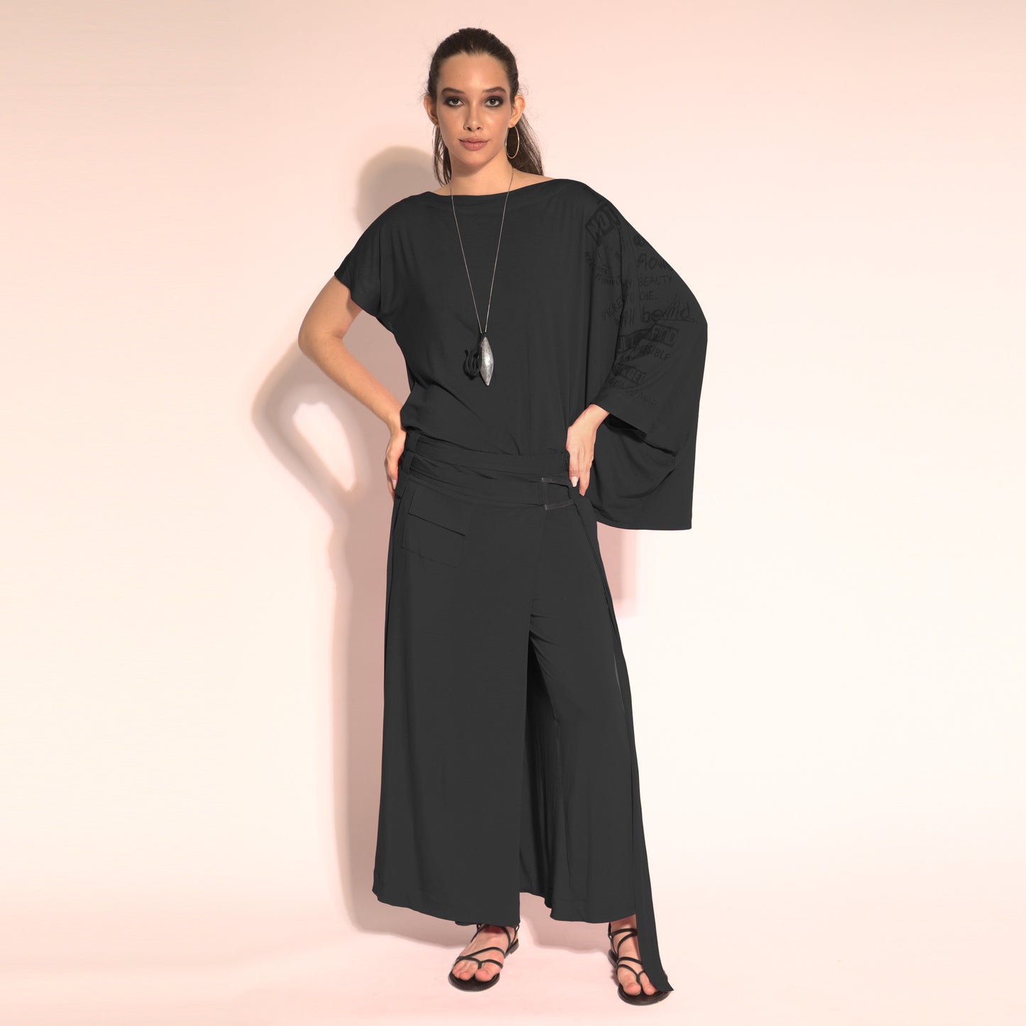 Aurora - Skirt-pants with with belt and buckle