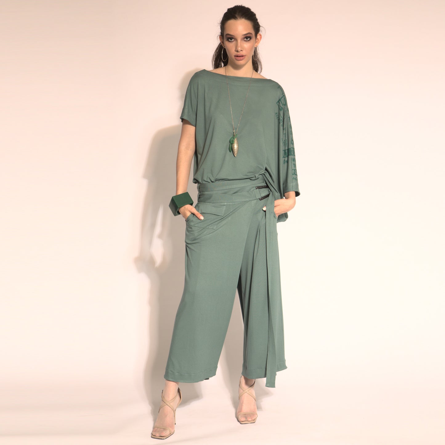 Aurora - Skirt-pants with with belt and buckle