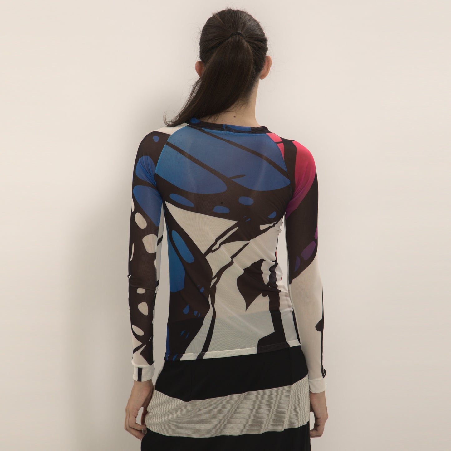 Butterflies - Long sleeve "second skin" top with butterflies wing pattern