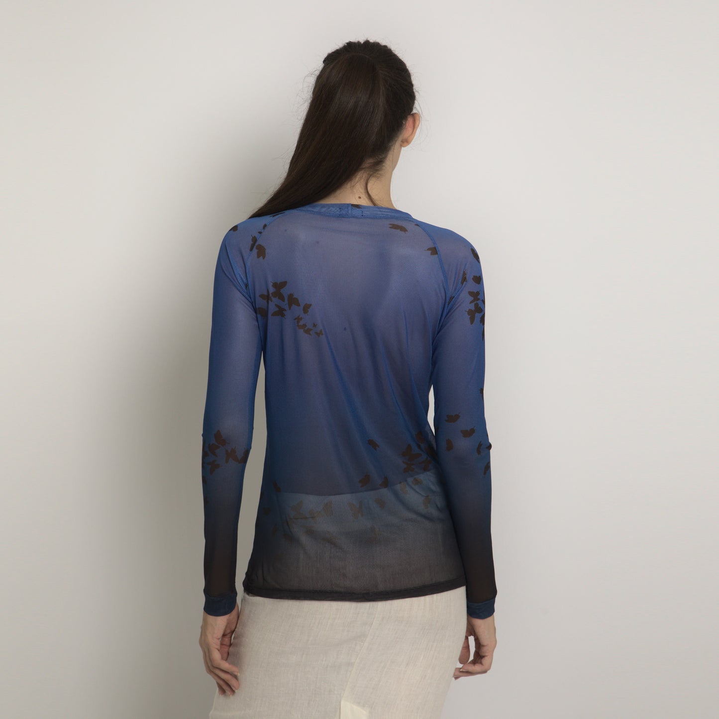 Butterflies - Long sleeve "second skin" top with butterflies pattern