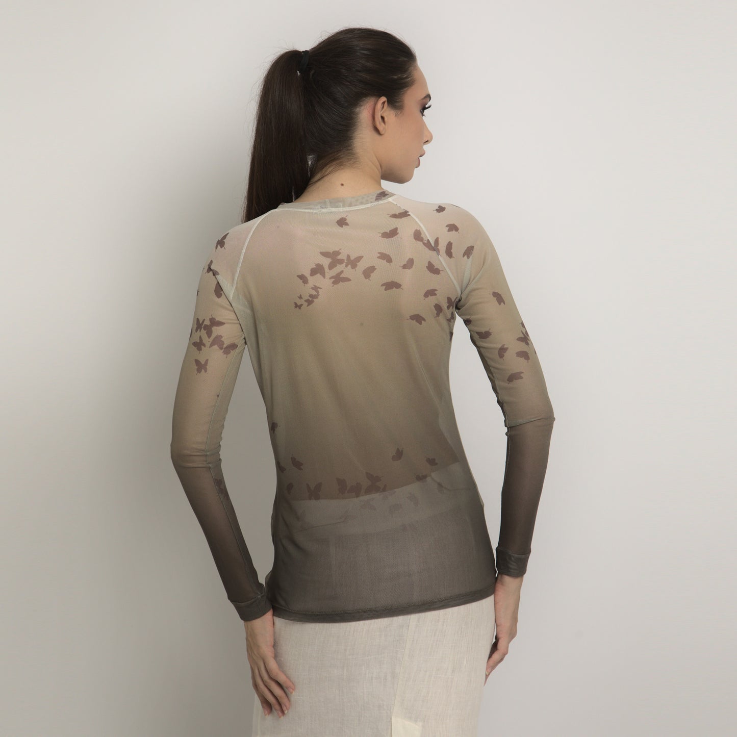 Butterflies - Long sleeve "second skin" top with butterflies pattern