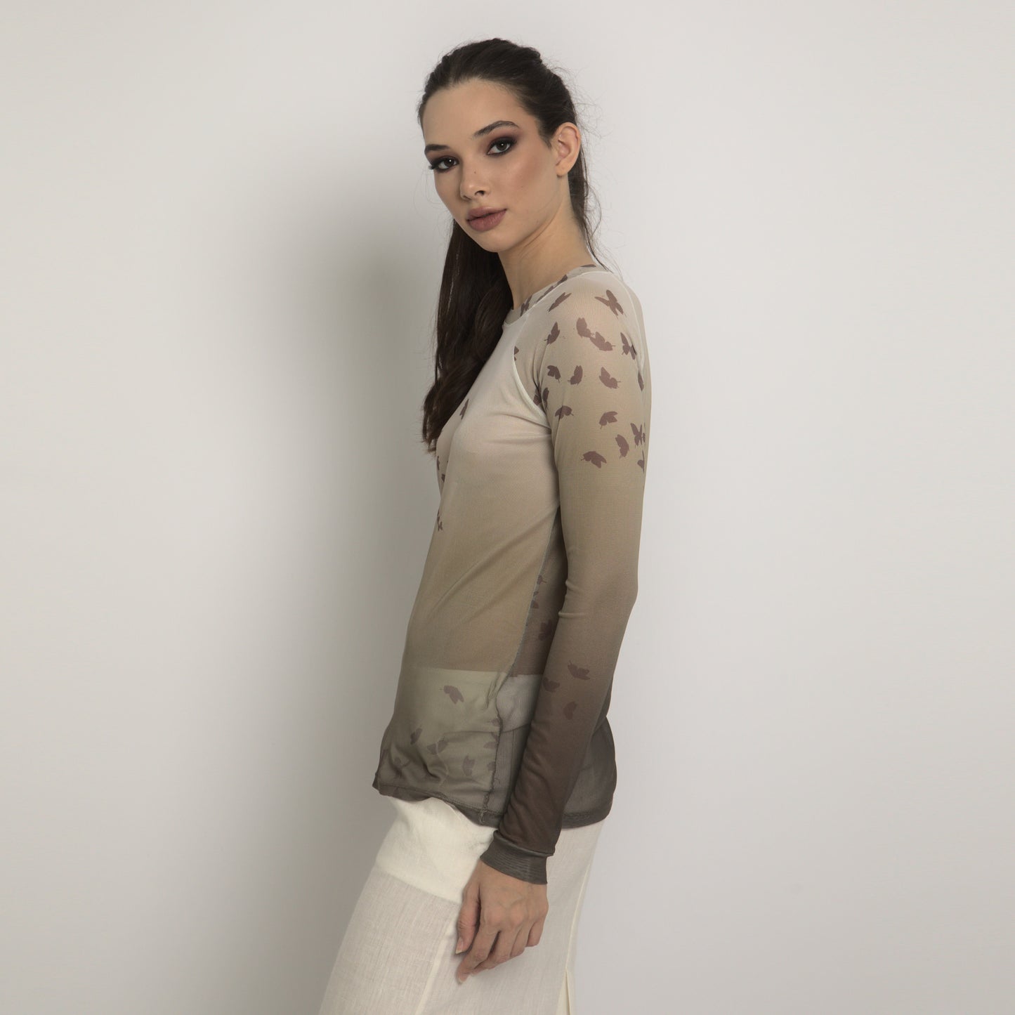 Butterflies - Long sleeve "second skin" top with butterflies pattern
