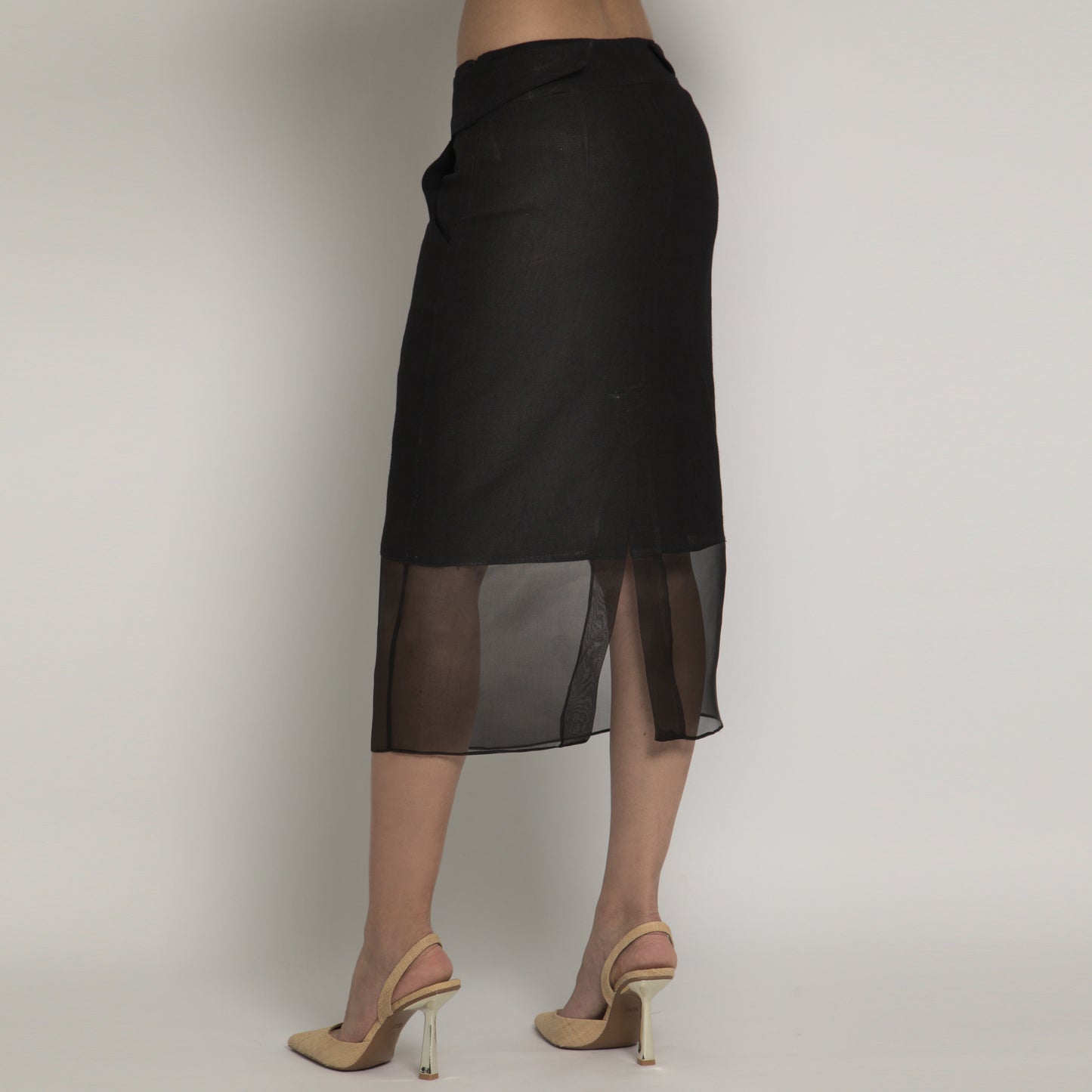 Lines - Midi linen and organza skirt