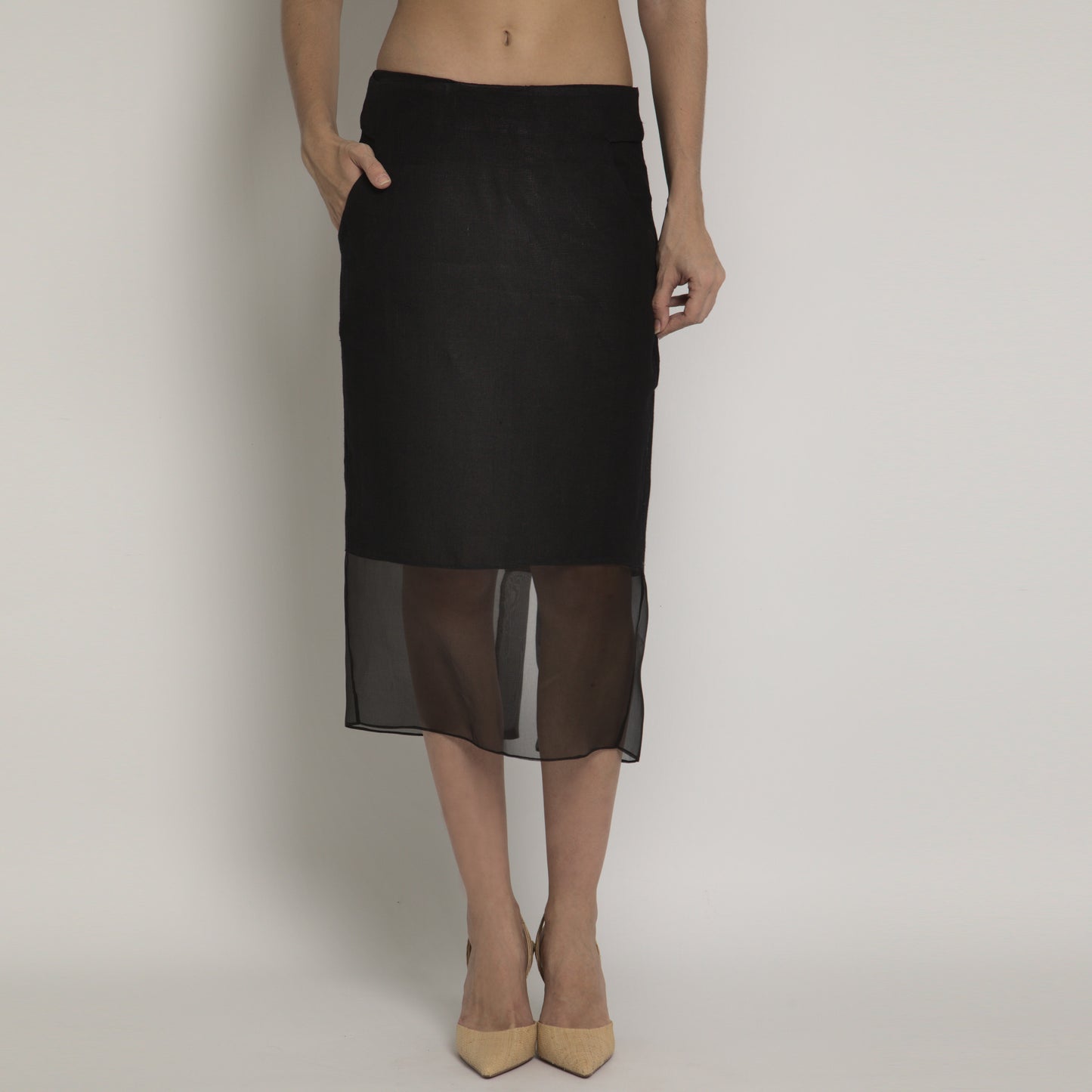 Lines - Midi linen and organza skirt