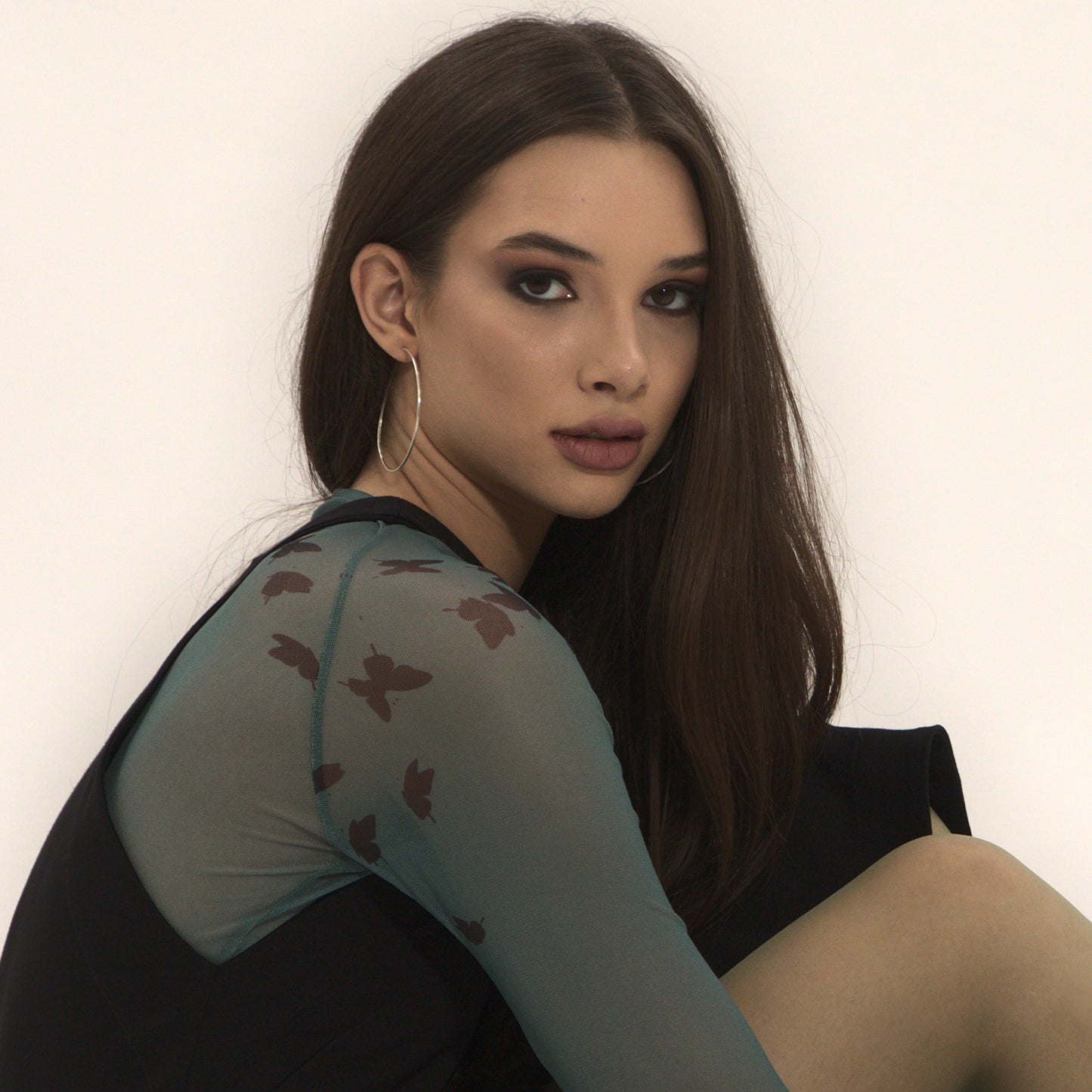 Butterflies - Long sleeve "second skin" top with butterflies pattern