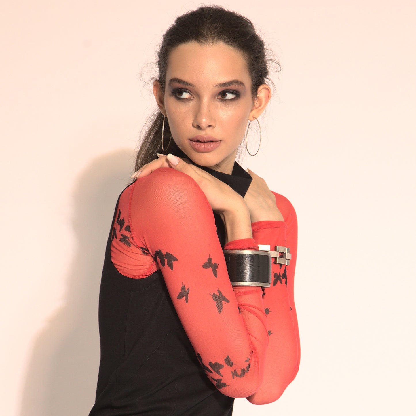 Butterflies - Long sleeve "second skin" top with butterflies pattern