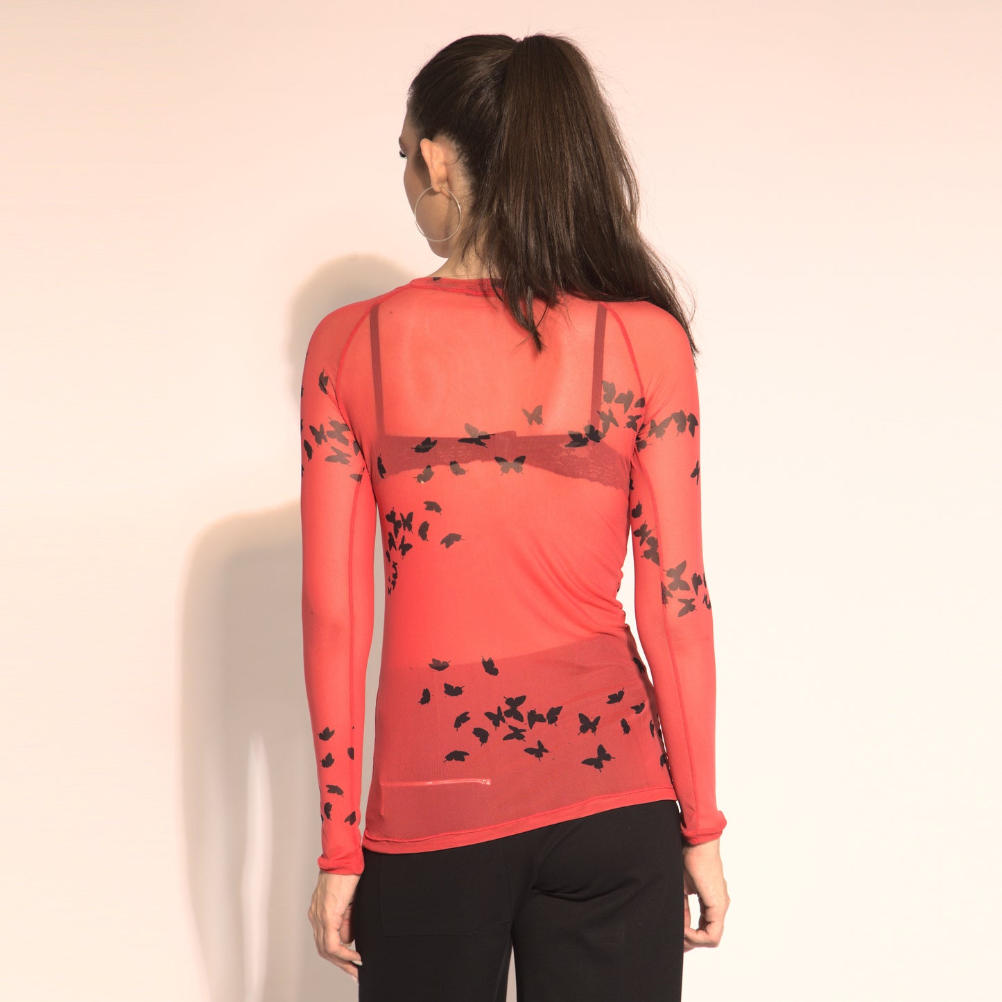 Butterflies - Long sleeve "second skin" top with butterflies pattern