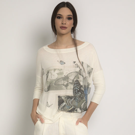 Paloma - light blouse with butterflies print