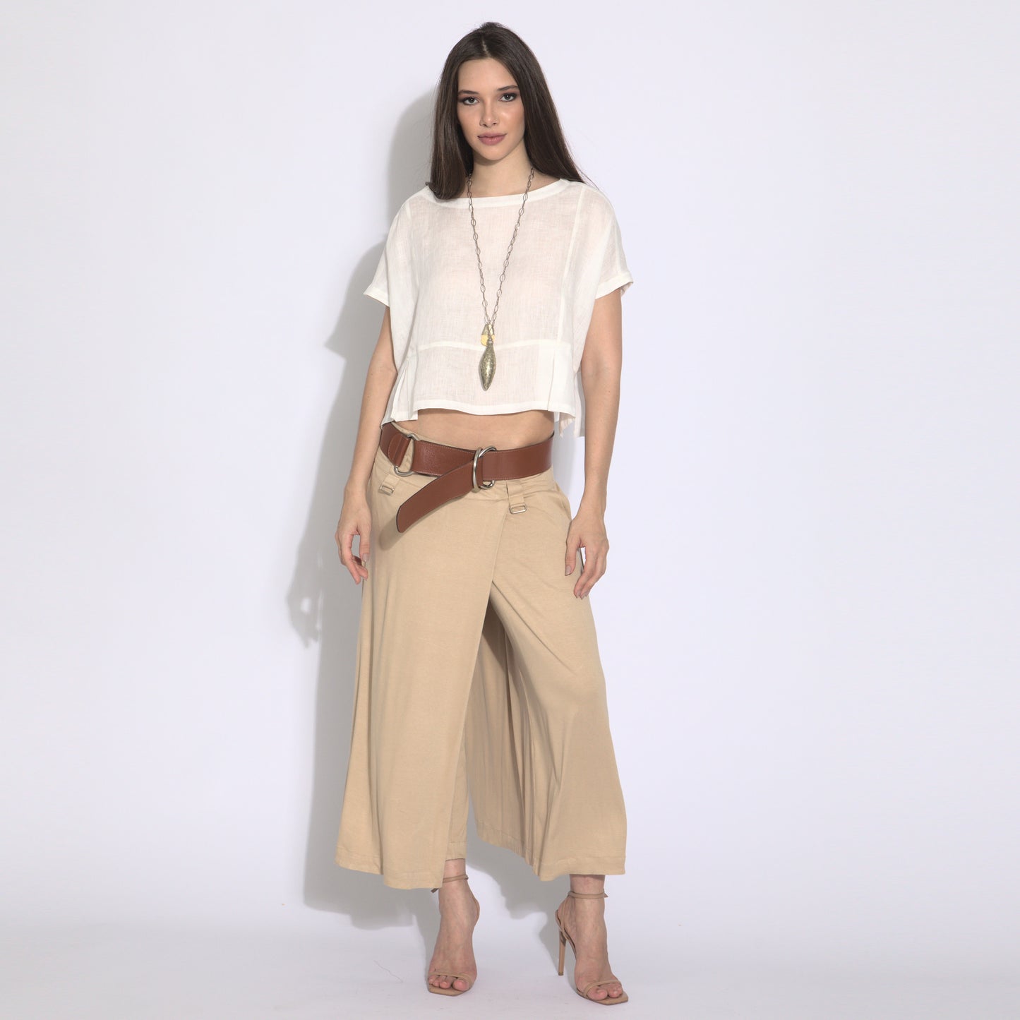 Giulia - Blouse in pure linen, short sleeves